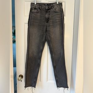 ZARA Distressed Black Mom Jeans with Sparkly Studded Sides Size 4
